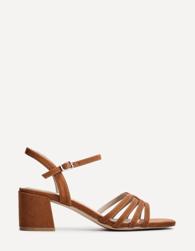 Adira Tan Faux Suede Strappy Heeled Sandals