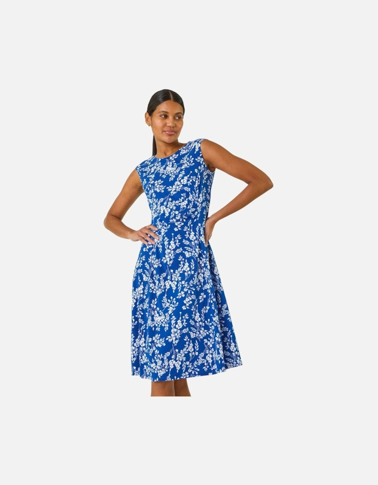 Floral Print Gathered Side Midi Dress