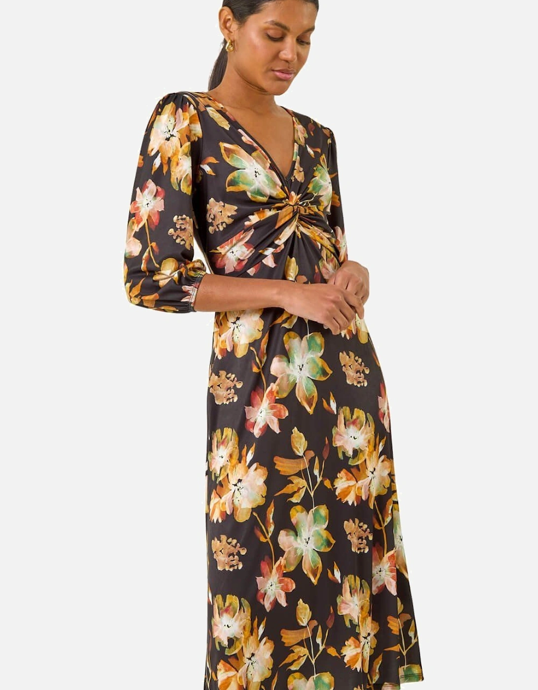 Floral Twist Front Midi Dress, 2 of 1