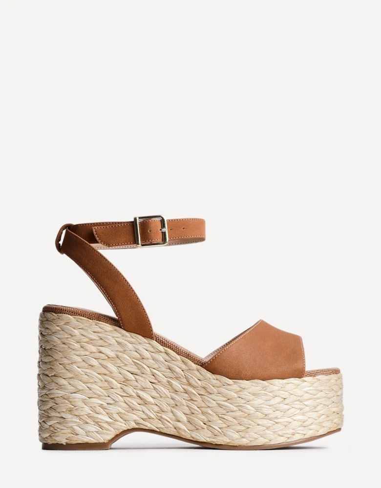 Pacific Tan Faux Suede Espadrille Platform Wedge