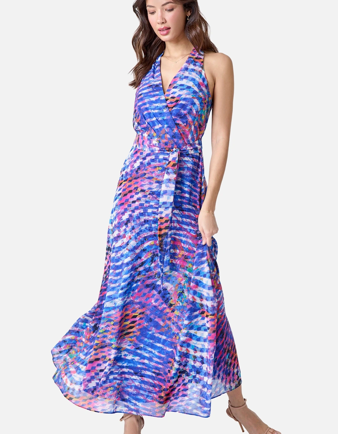 Abstract Print Halterneck Maxi Dress, 2 of 1