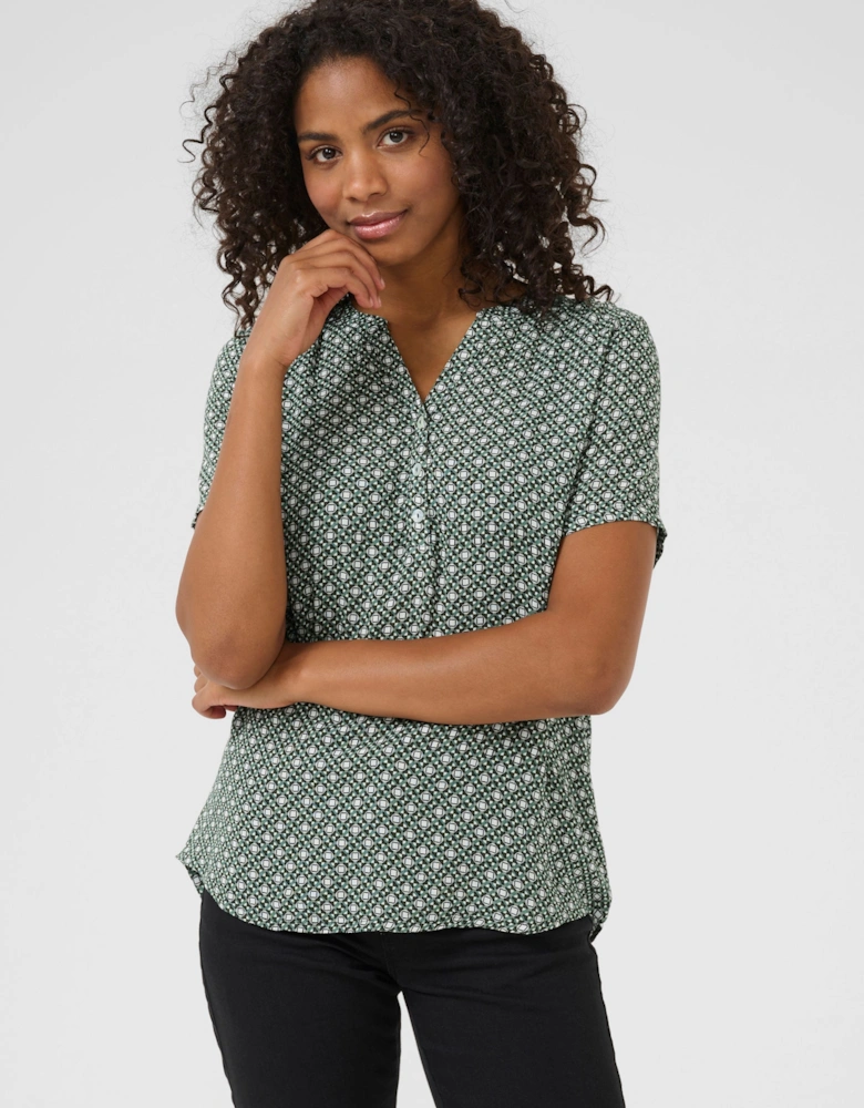 KAalvine Short Sleeve V-Neck Blouse