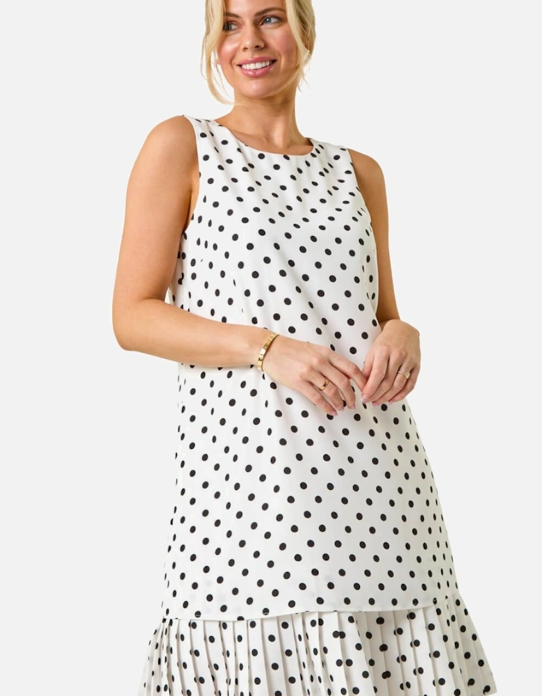 Petite Spot Print Pleated Shift Dress