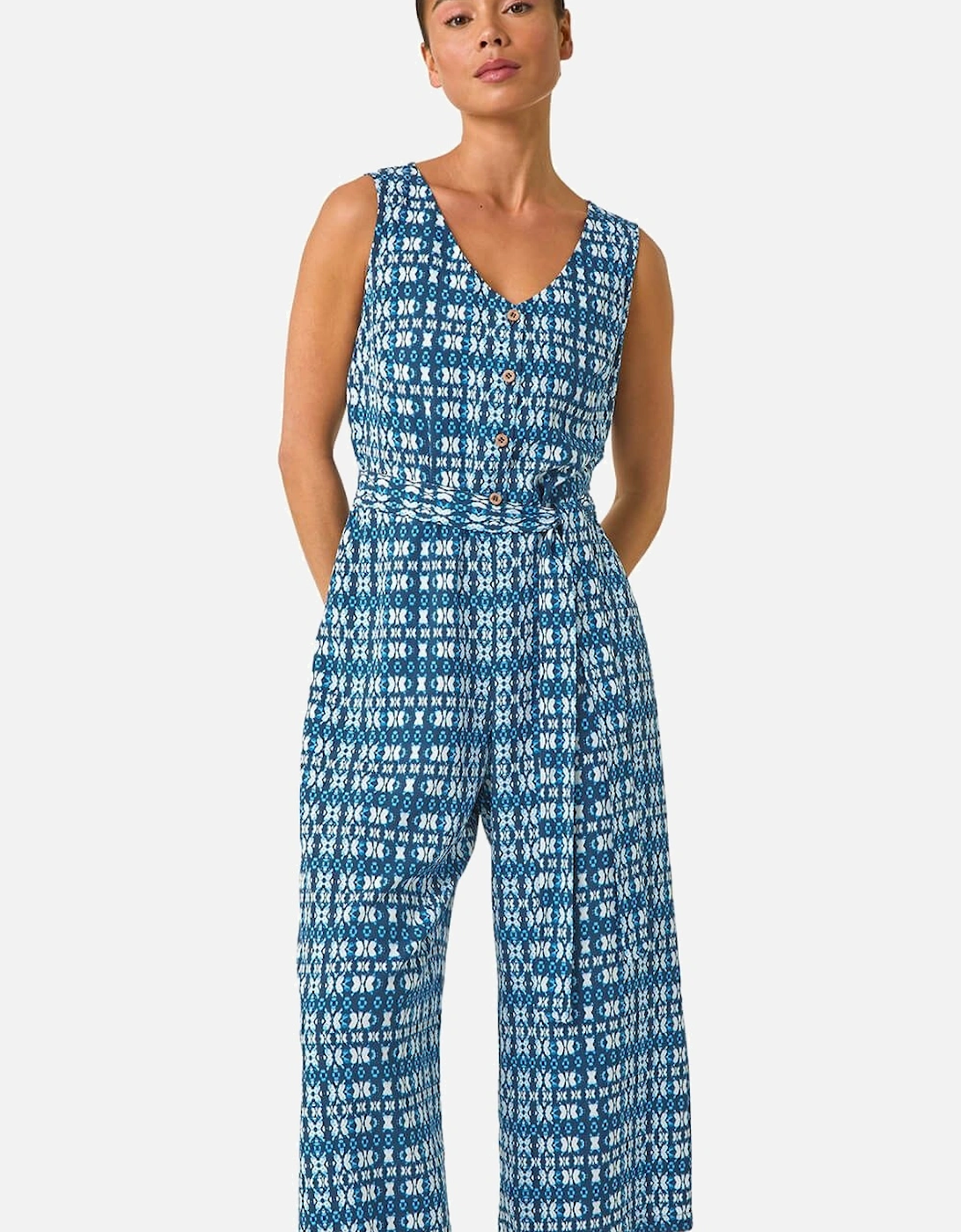 Petite Buttoned Cropped Jumpsuit, 2 of 1