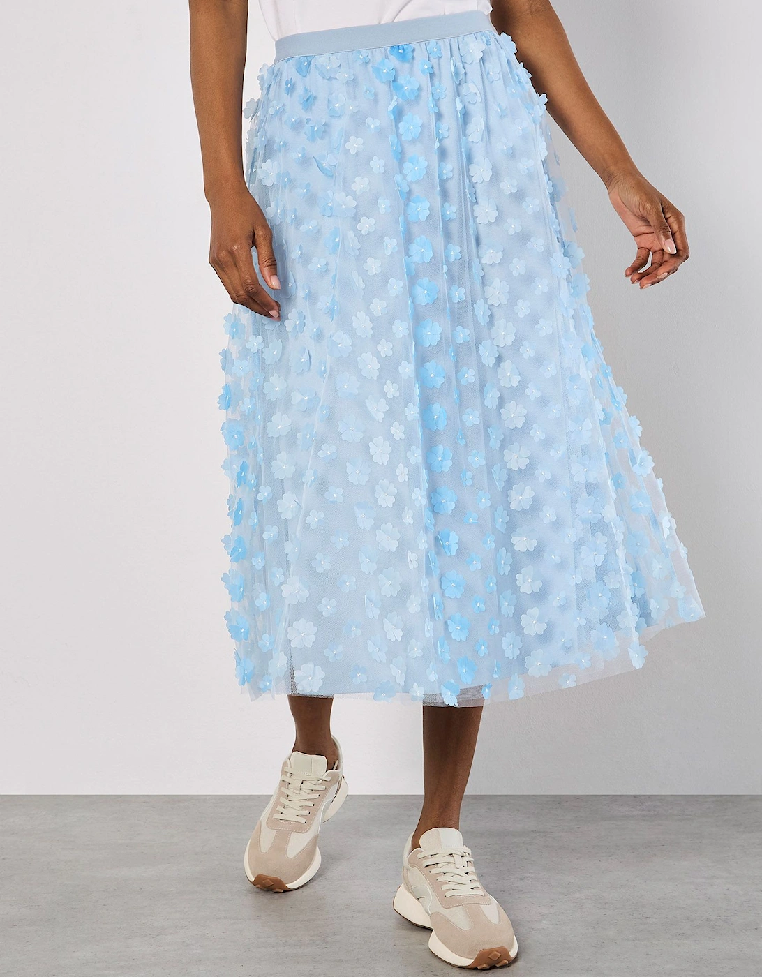 Applique Flowers Tulle Midi Skirt, 2 of 1