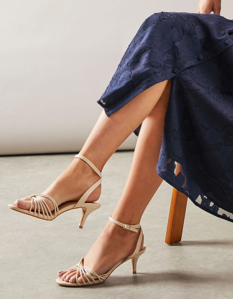 Sugar Faux Leather Twist Strap Kitten Heeled Sandals