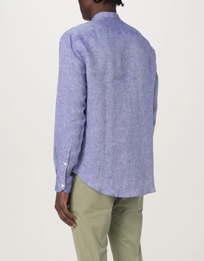 Linen Shirt Mandarin Collar Long Sleeve