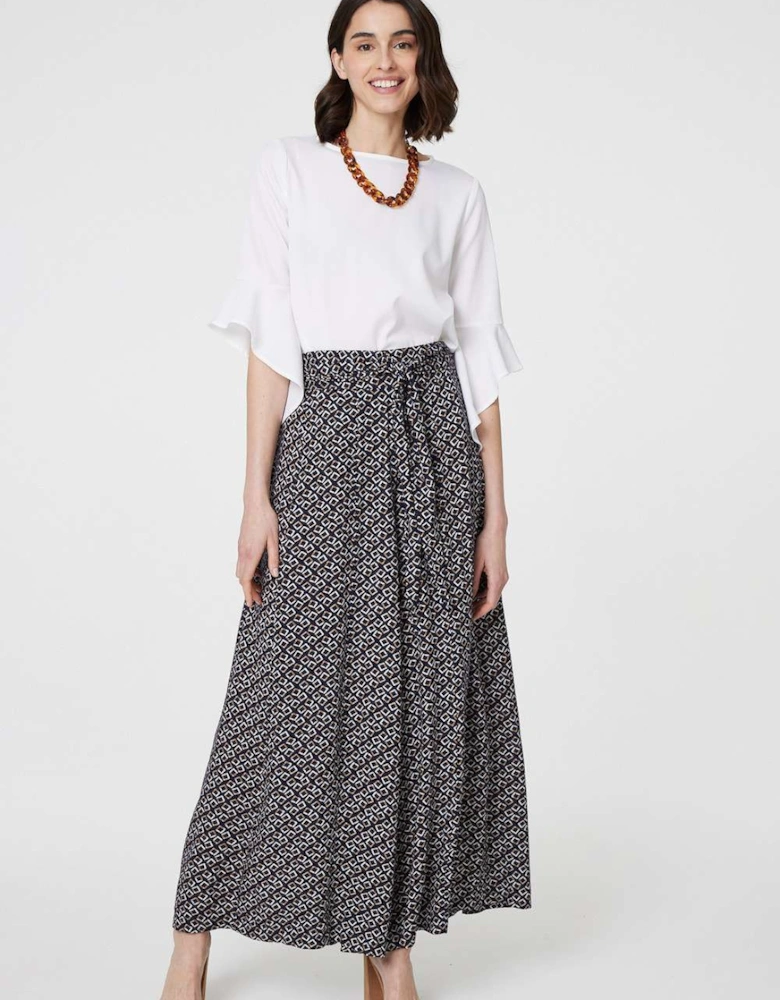 Geo Print High Waist Palazzo Trousers