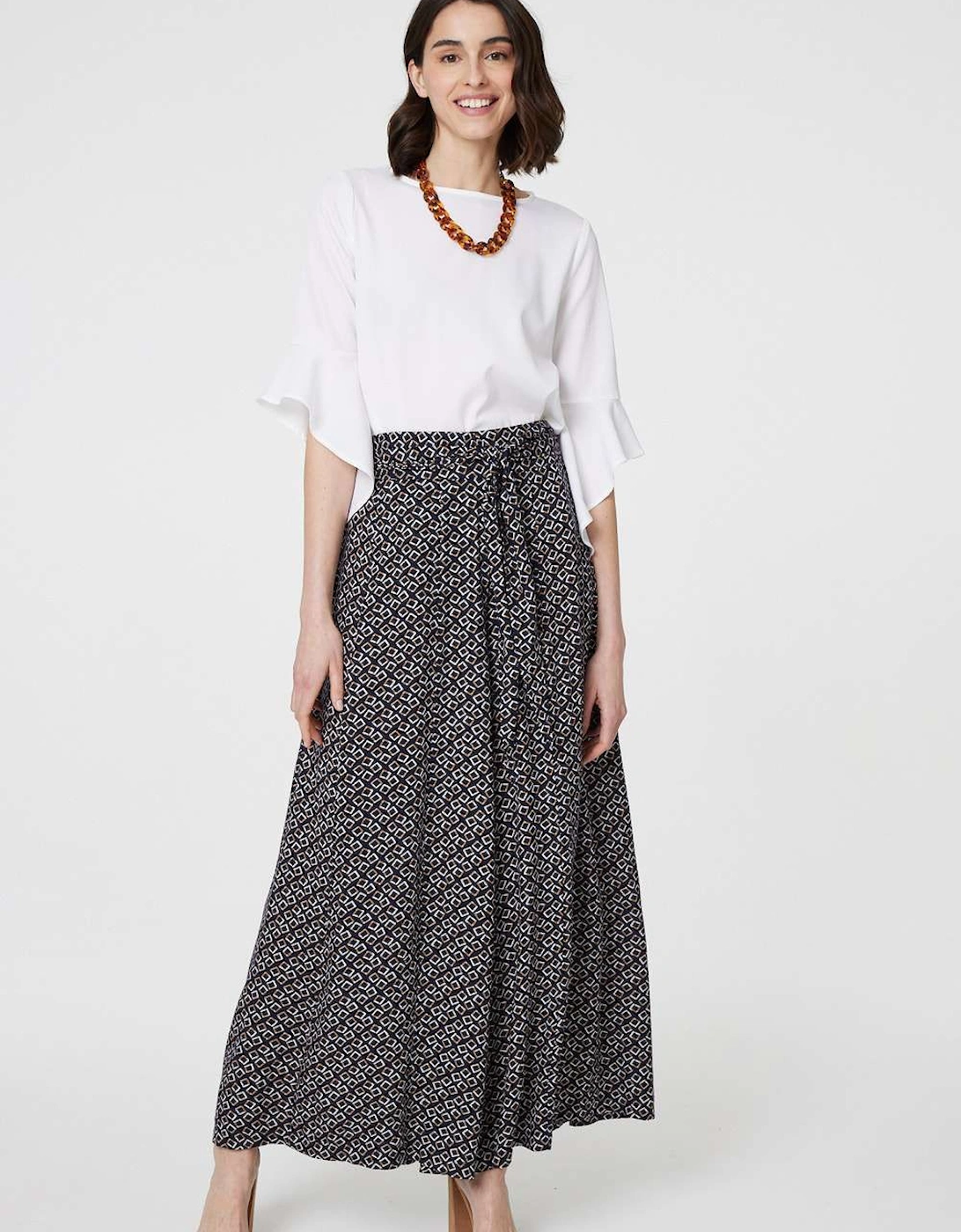 Geo Print High Waist Palazzo Trousers, 2 of 1