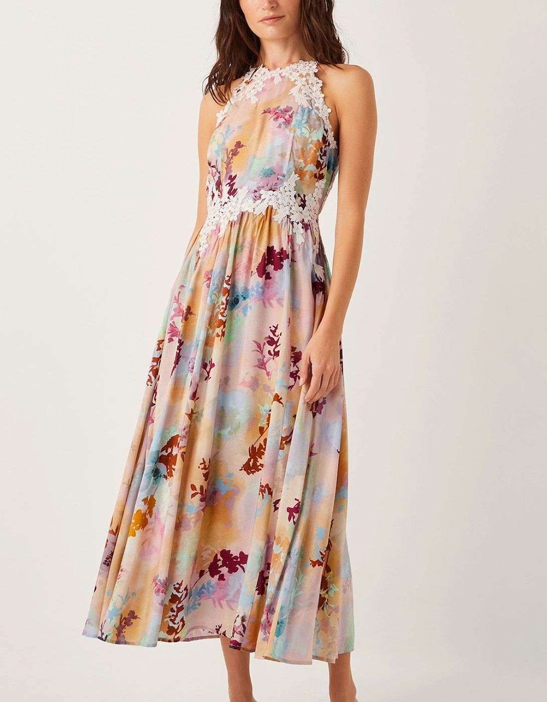 Mia Floral Embroidered Halter Midi Dress Multi, 2 of 1