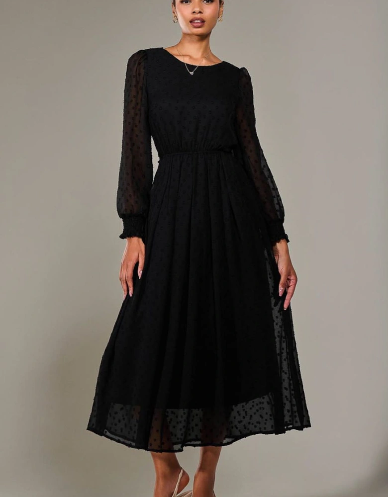 Long Sleeve Chiffon Midaxi Dress