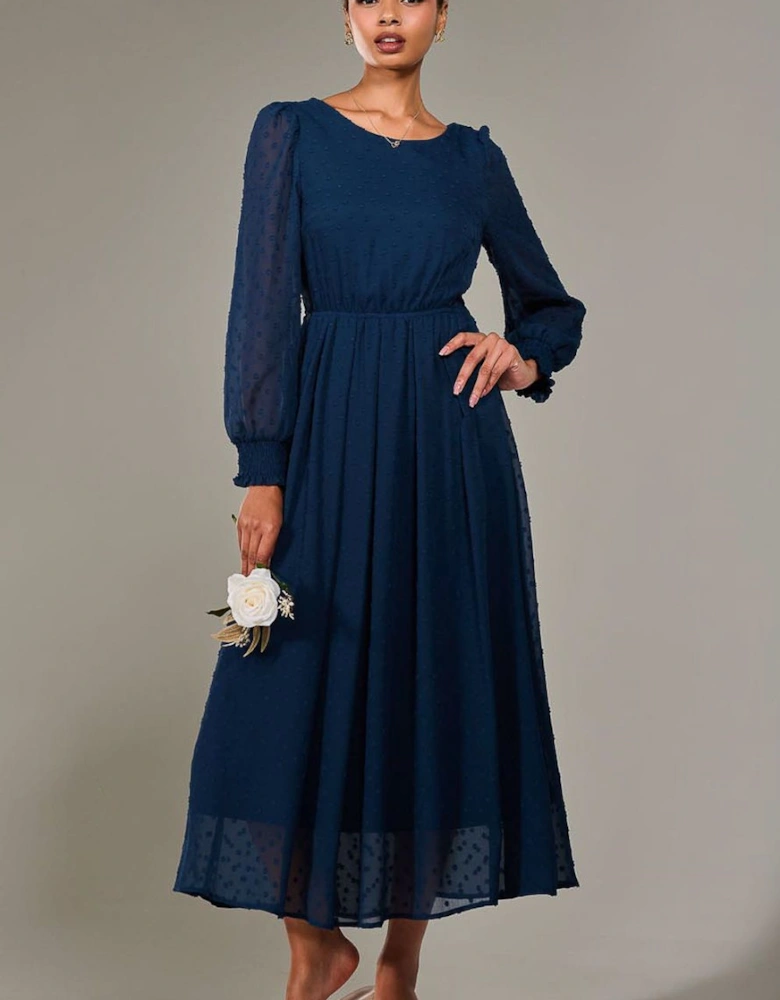Long Sleeve Chiffon Midaxi Dress