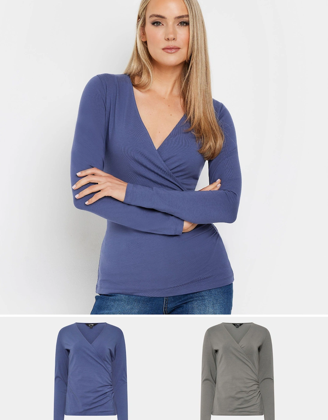 Tall 2 Pack Wrap Tops, 2 of 1