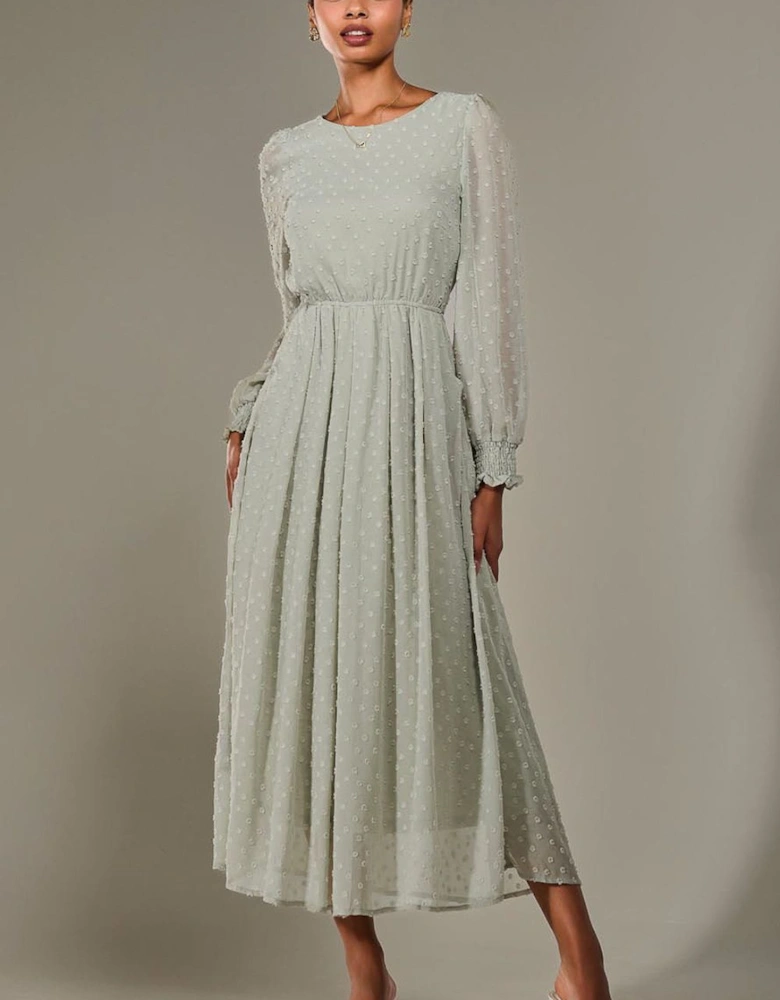 Long Sleeve Chiffon Midaxi Dress