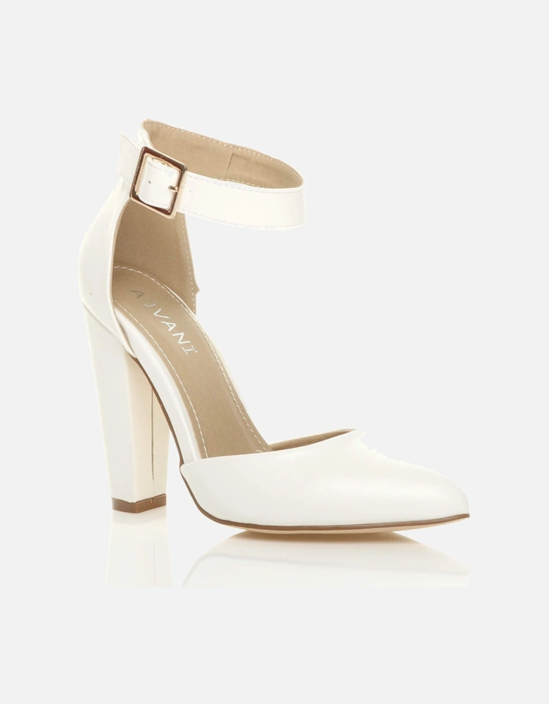High Block Heel Ankle Strap Pointed Toe  2 Part Heels