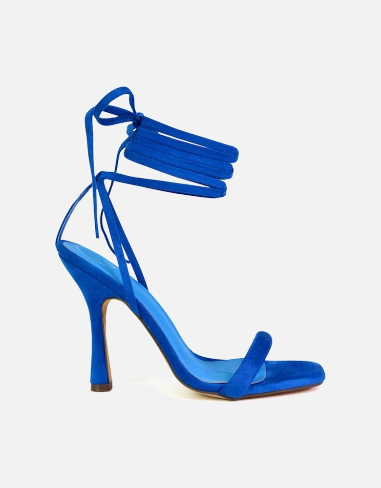 'Cary' Faux Suede Lace Up Square Toe Strappy Stiletto High Heels