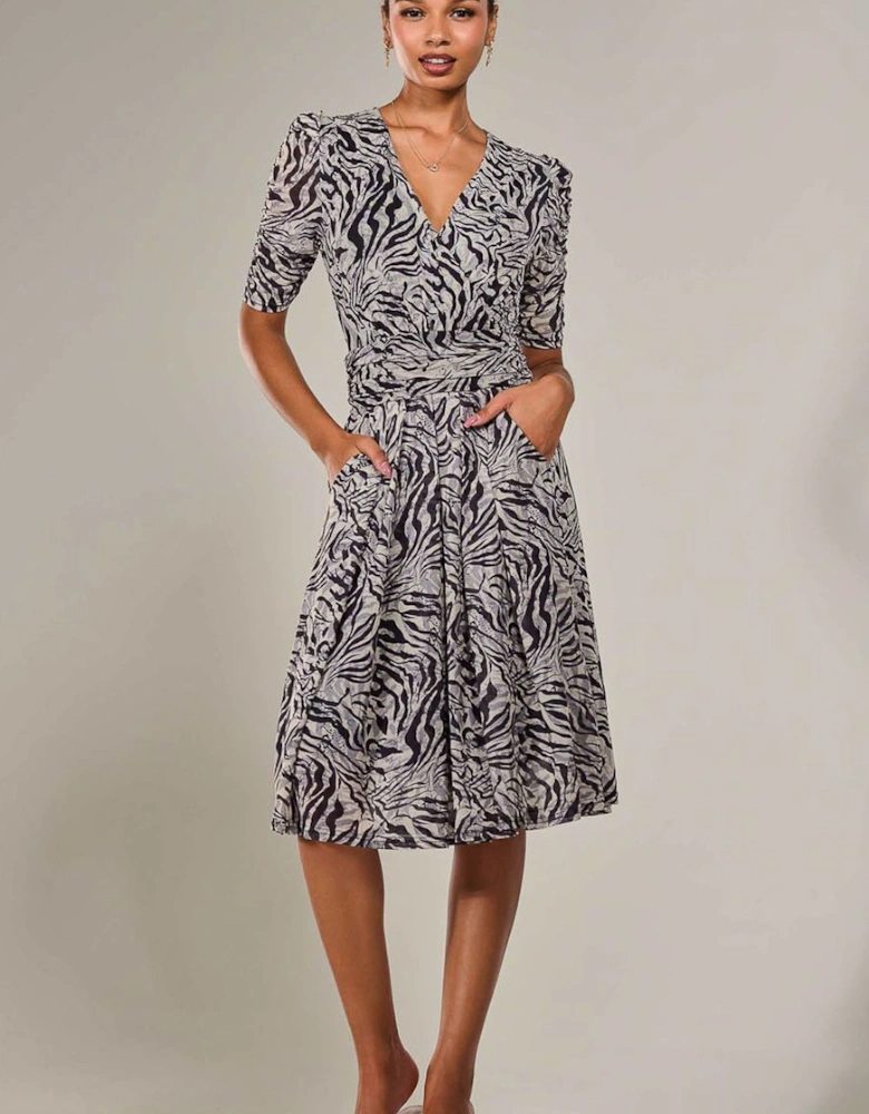 Mesh Half Sleeve Midaxi Dress