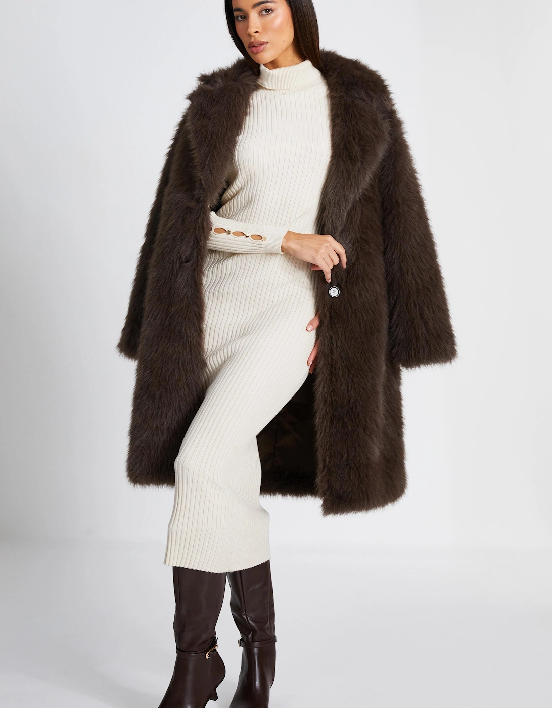 Off White Ribbed Knit Jumper Dress, 2 of 1