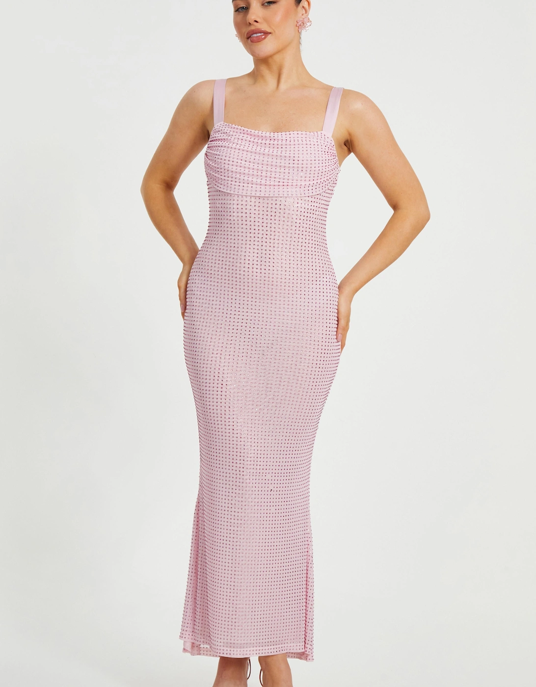 Pink Petite Diamante Maxi Dress, 2 of 1
