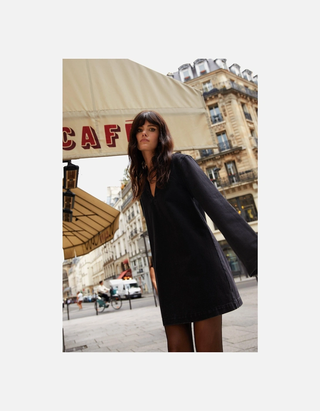 Long Sleeve Denim Smock Dress, 2 of 1