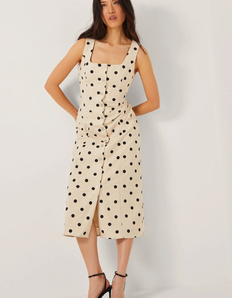 Isabel Polka Dot Midi Dress Ivory