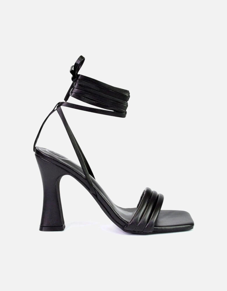 'Zeta' Lace Up Strappy  Mid Block High Heel Sandals With a Square Toe