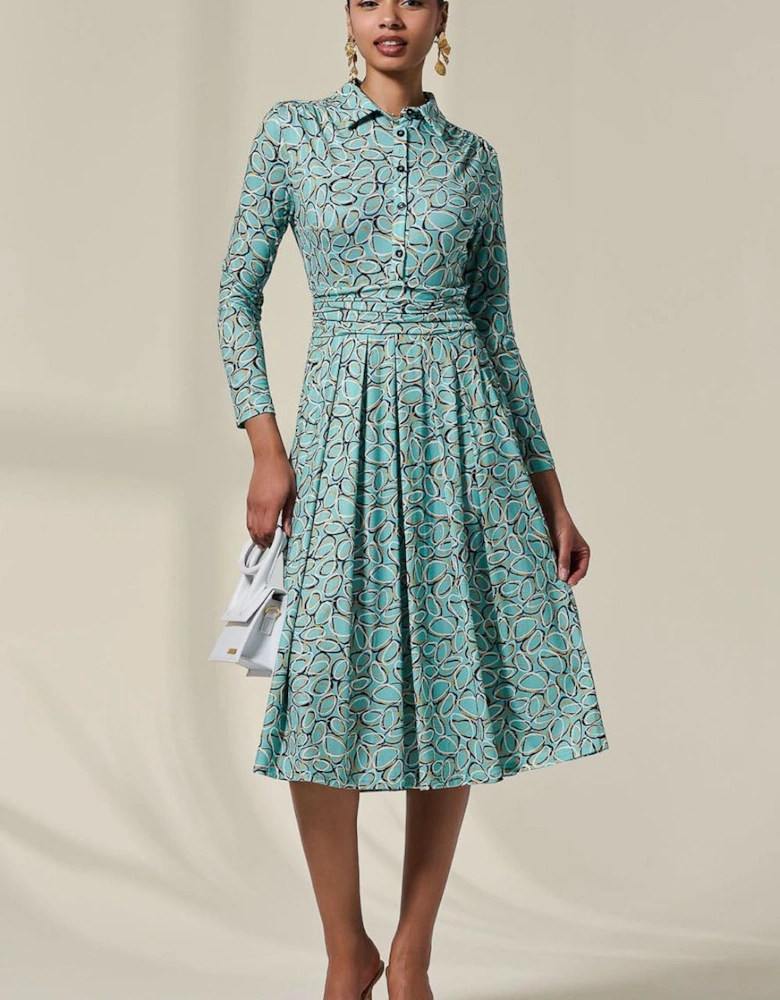 Long Sleeve Button Up Midi Dress