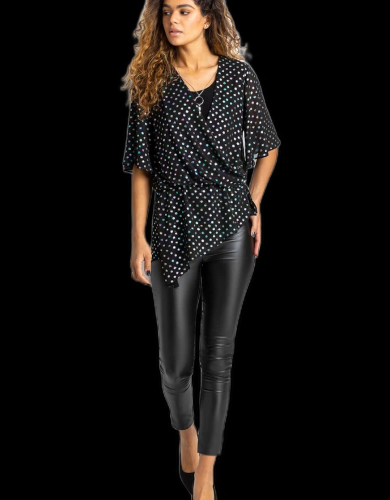 Foil Spot Print Top and Necklace