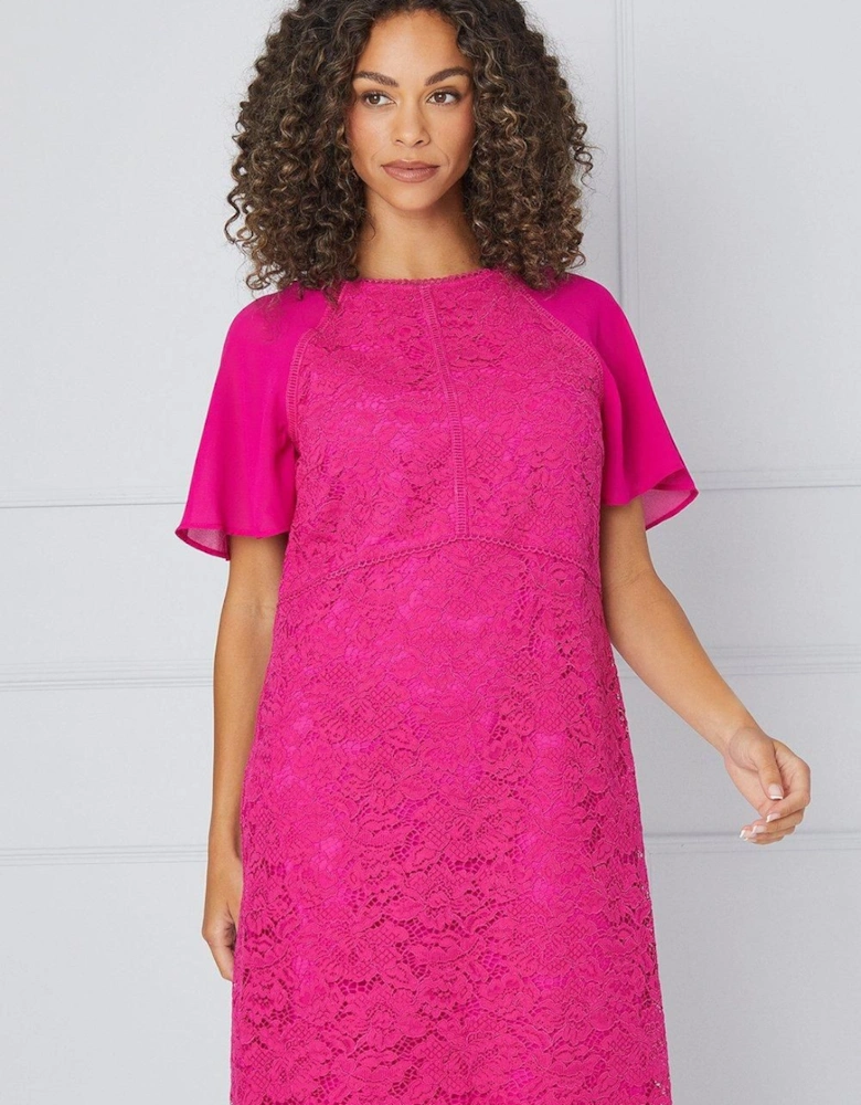 Lace Angel Sleeve Shift Dress