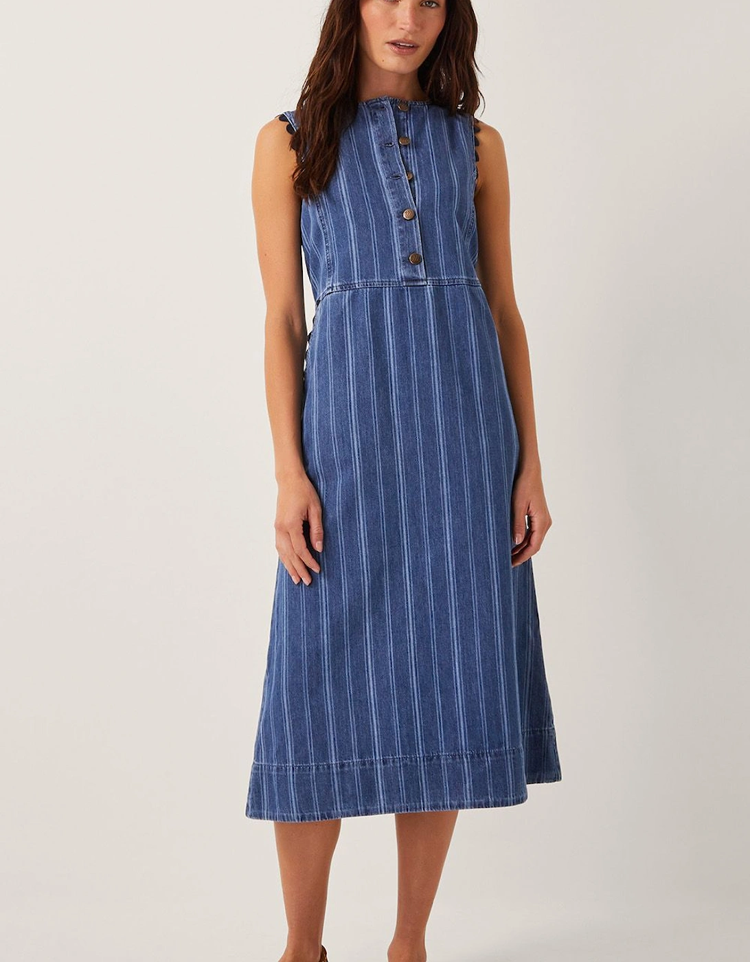 Ottilie Stripe Denim Midi Dress Blue, 2 of 1