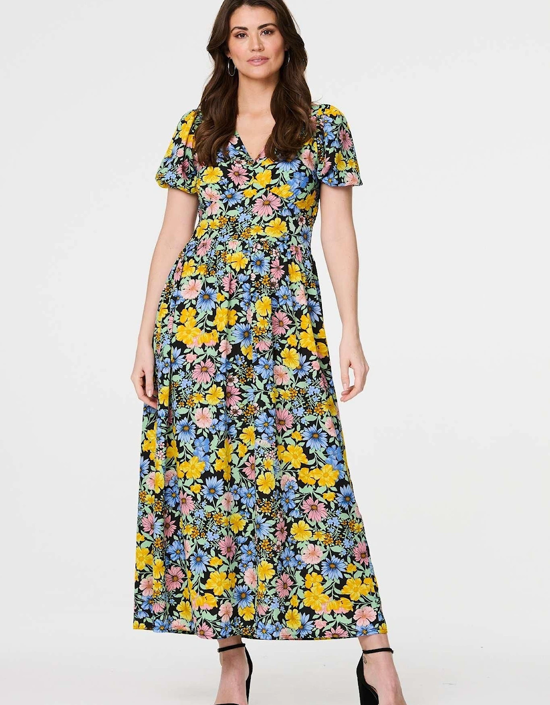 Floral Puff Sleeve Cut Out Maxi Dress, 2 of 1