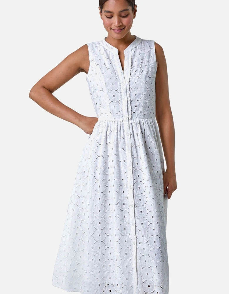 Floral Cotton Broderie Midi Dress