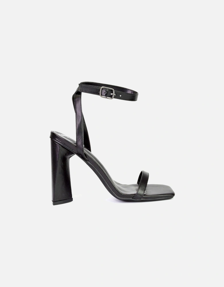 'Max' Strappy Square Toe Sculptured Block High Heel Sandals