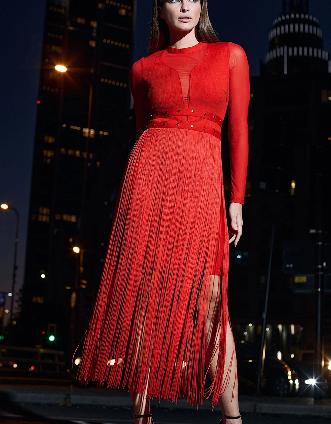 Long Sleeve Tassel Midi Dress, 2 of 1