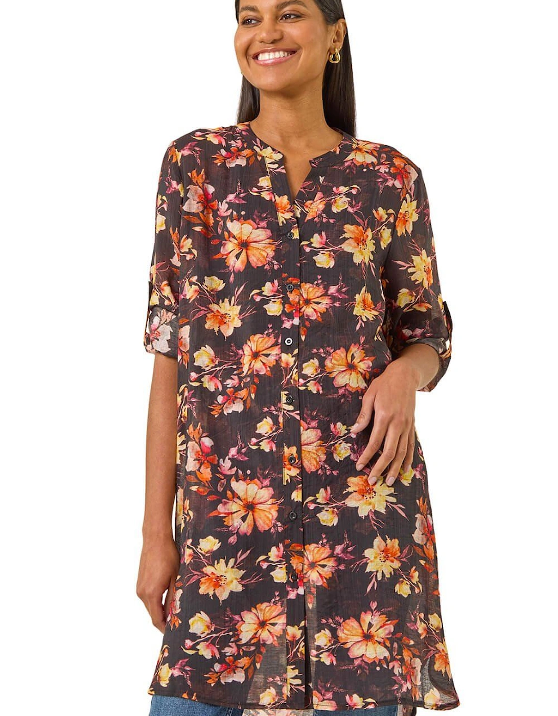 Floral Print Longline Blouse, 2 of 1