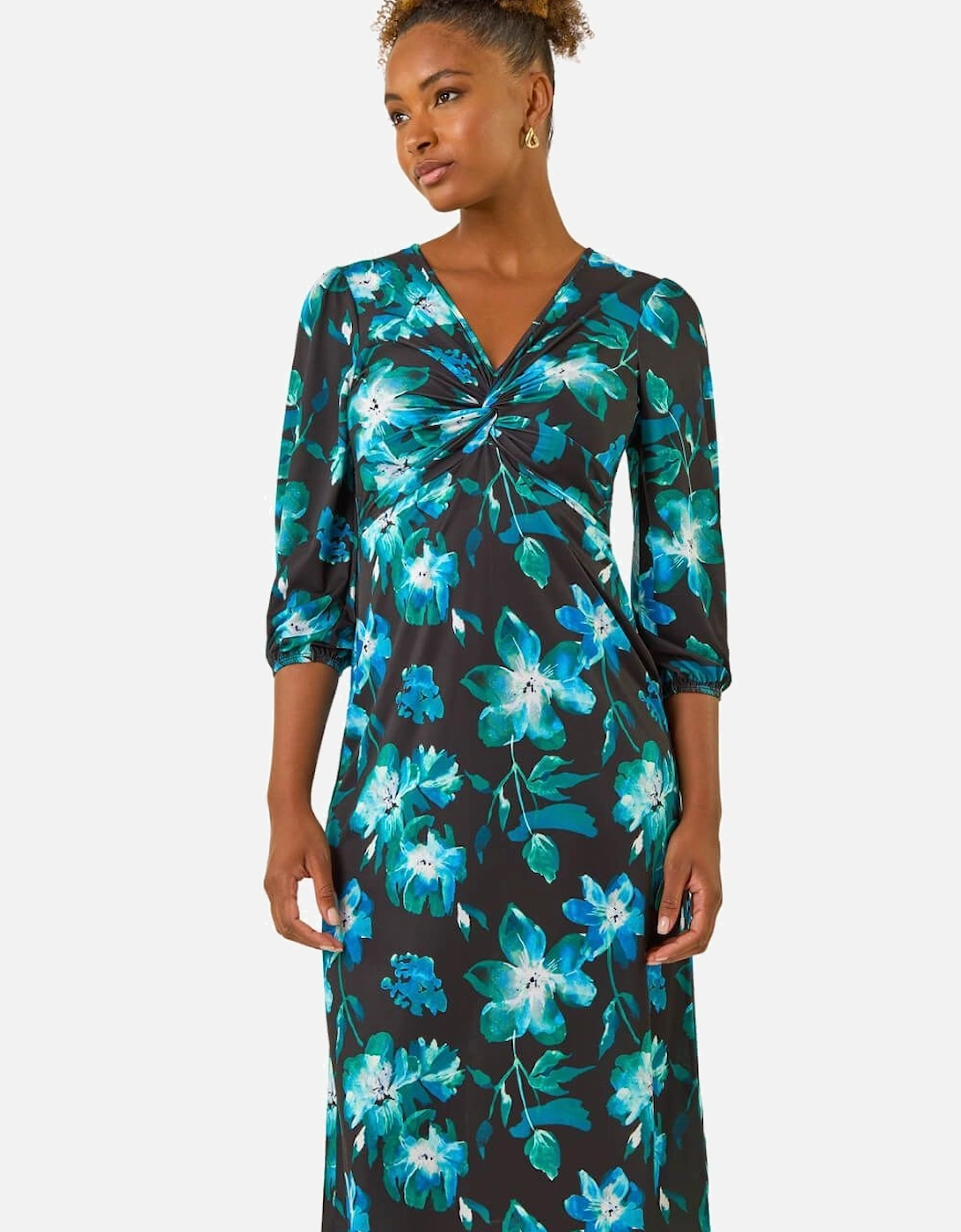 Floral Twist Front Midi Dress, 2 of 1