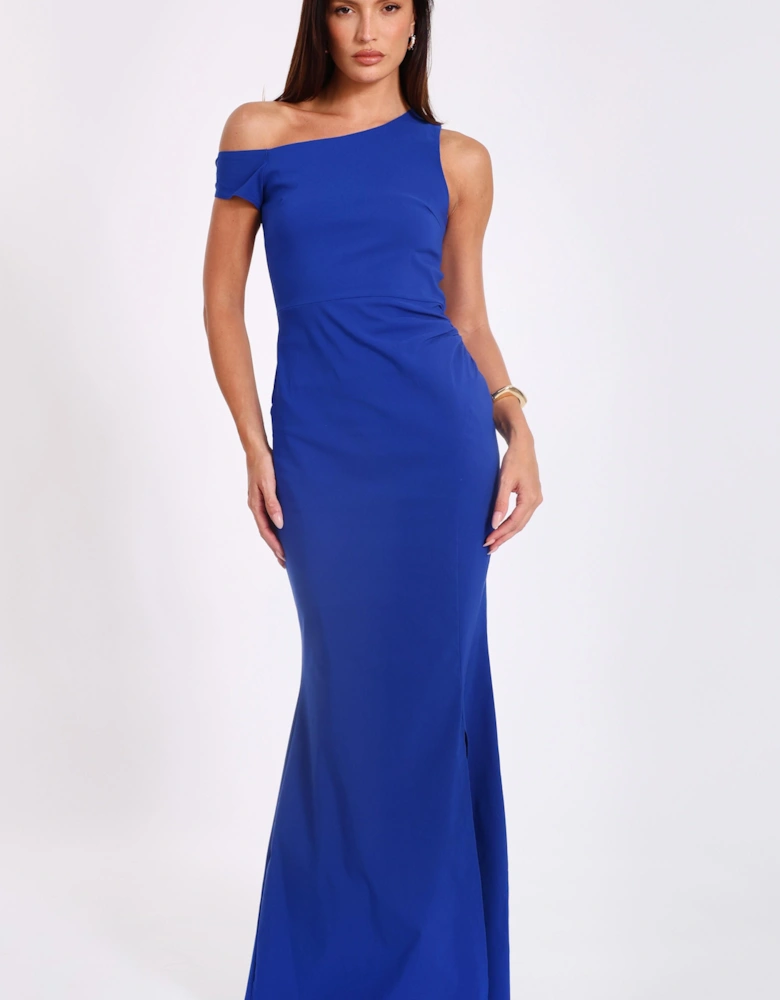 Royal Asymmetric Maxi Dress