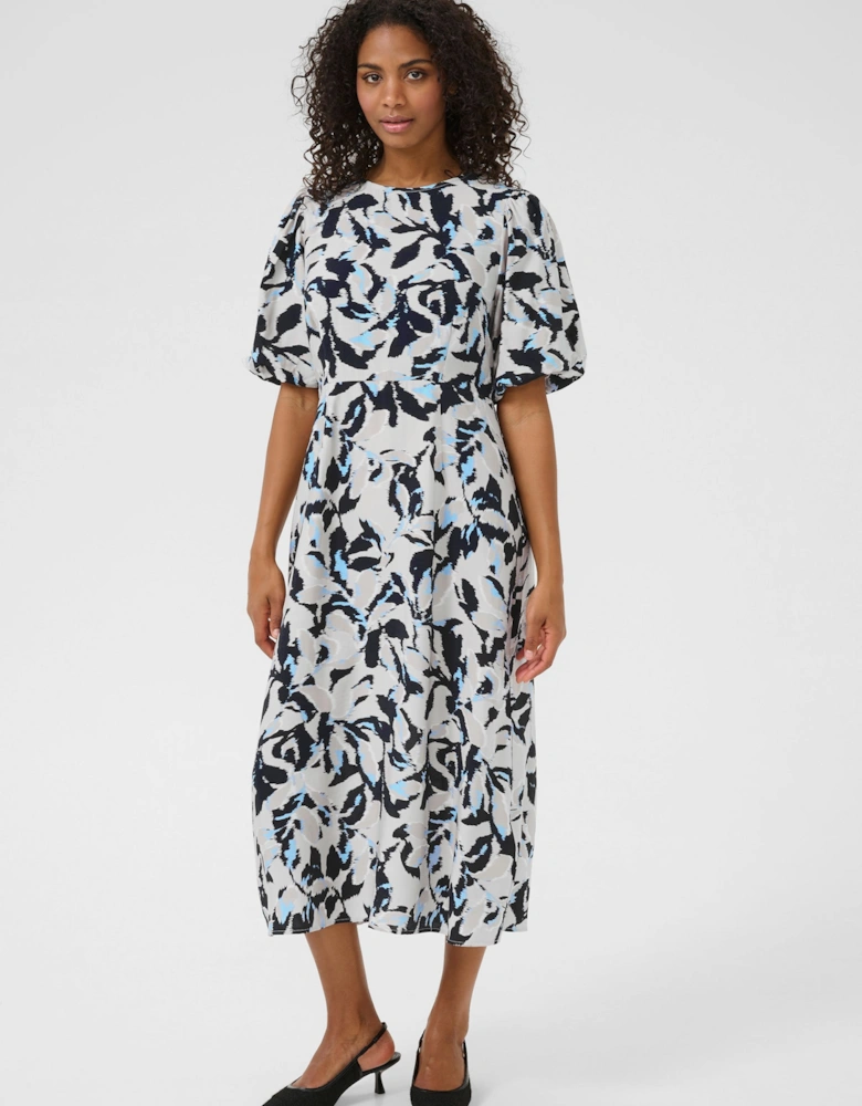 KApaco Short Sleeve Midi Dress Printed