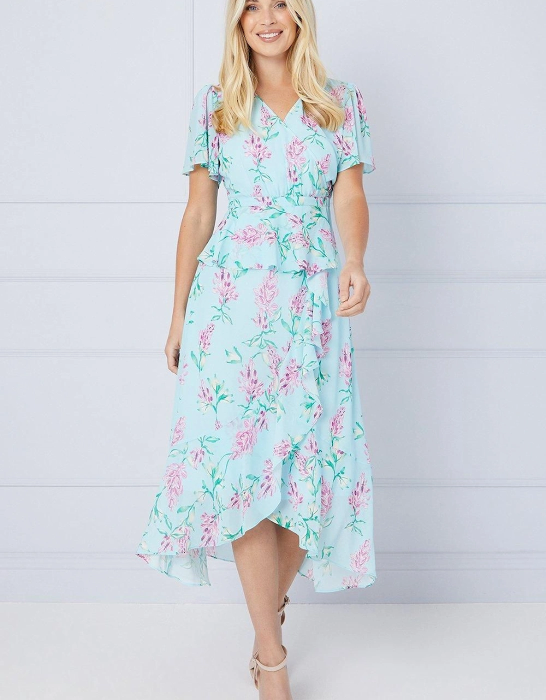 Petite Floral Ruffle Peplum Midi Dress, 2 of 1