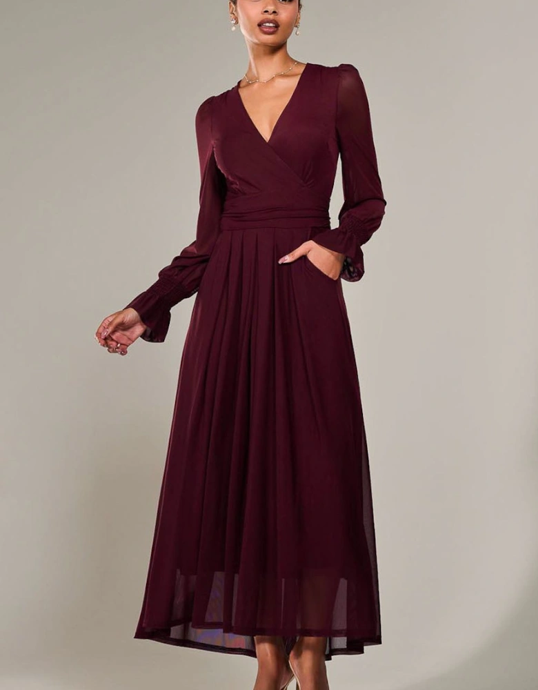 Long Sleeve Mesh Maxi Dress
