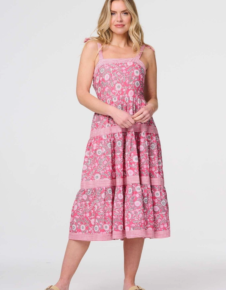 Floral Sleeveless Tiered Sun Dress