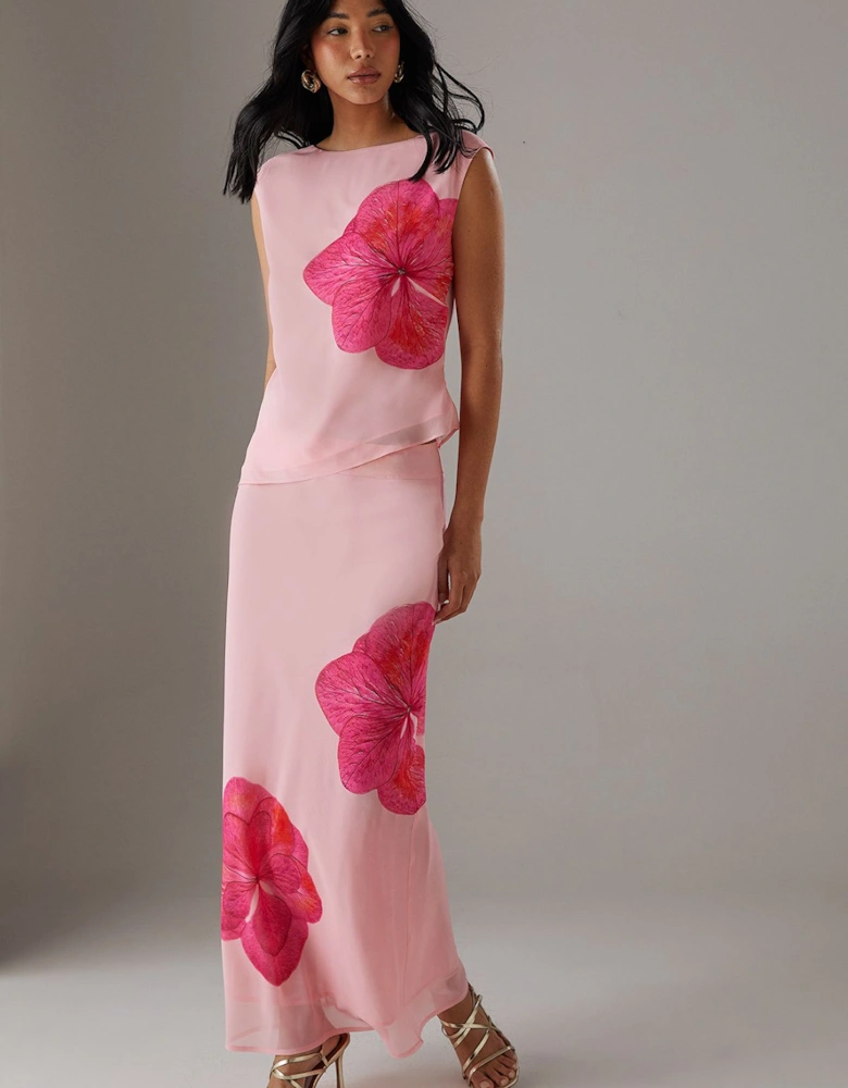 Placement Chiffon Bias Maxi Skirt