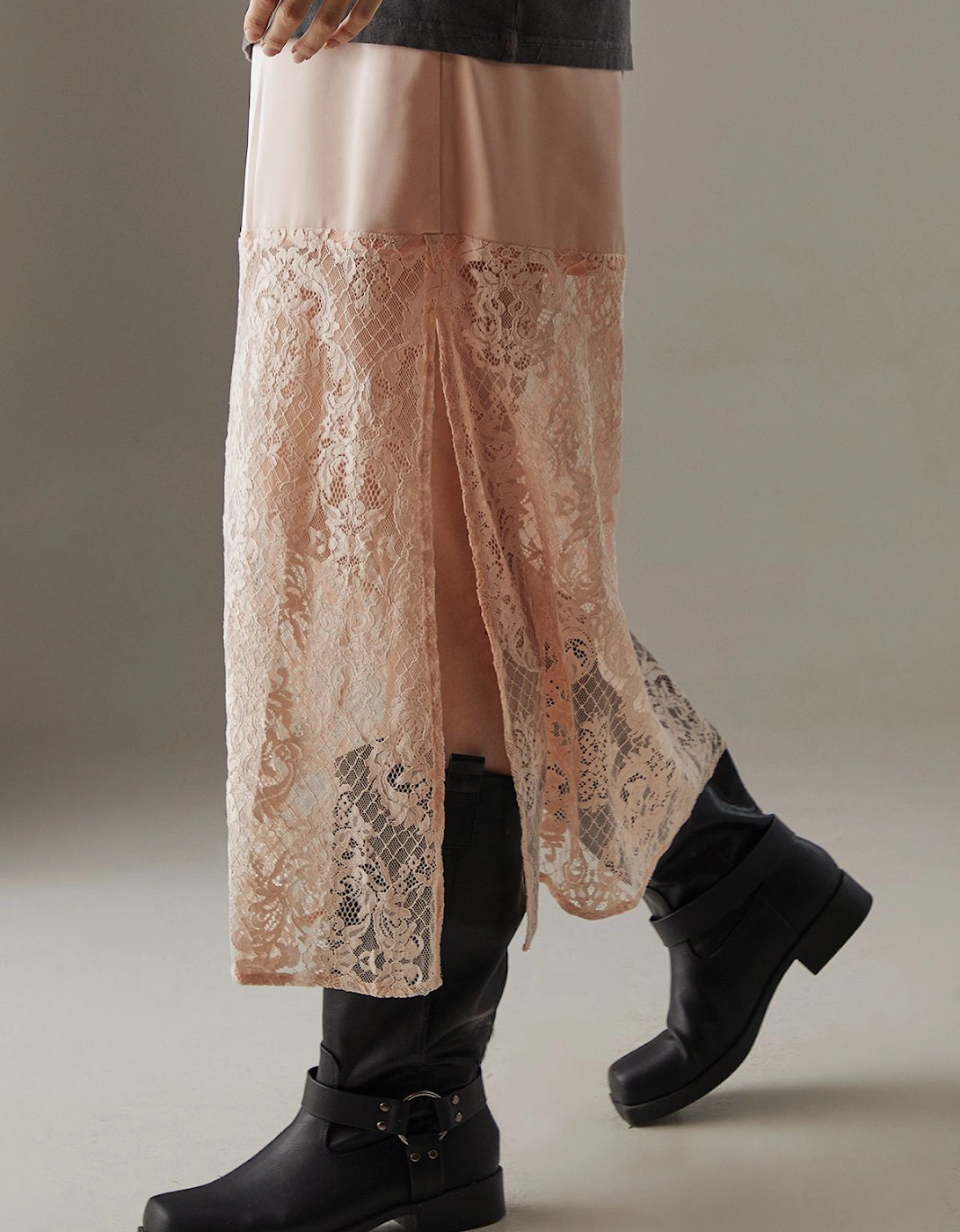 Satin Lace Mix Maxi Skirt, 2 of 1