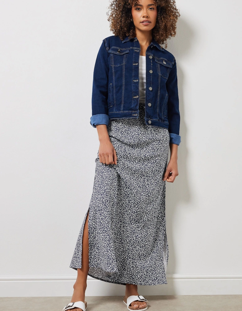 Abstract Linen Maxi Skirt