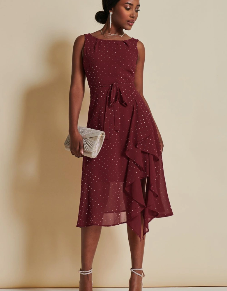 Embellished Frill Hem Chiffon Dress
