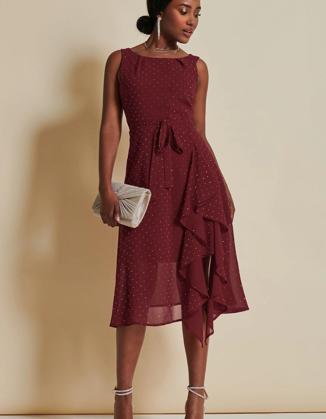 Embellished Frill Hem Chiffon Dress, 2 of 1