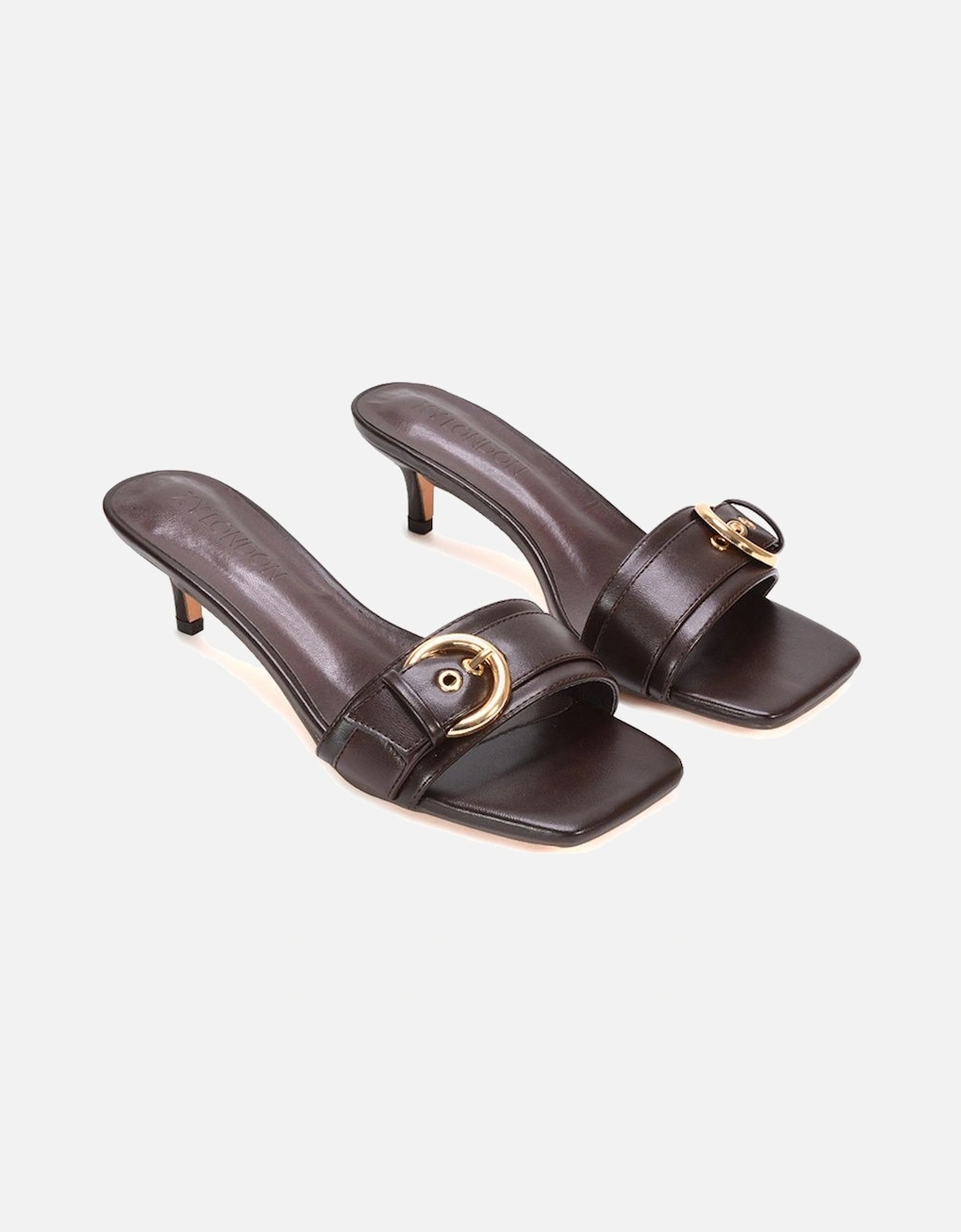 ‘Addison’ Kitten Heel Slip On Mule Sandals With Buckle Detail, 2 of 1