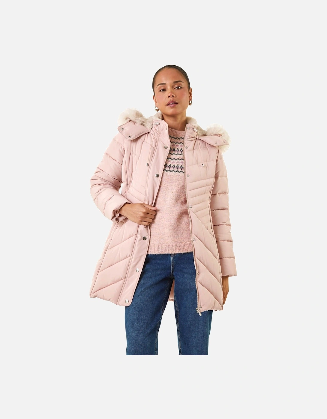 Petite Hooded Longline Quilted Coat, 2 of 1
