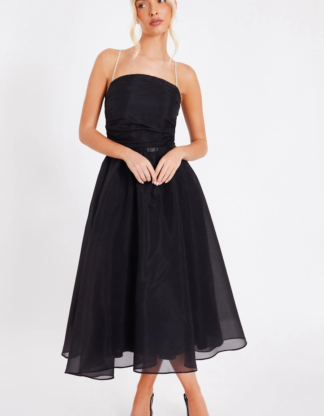 Black Organza Midi Skater Dress, 2 of 1