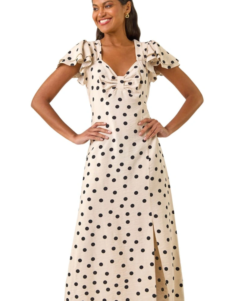Spot Print Sweetheart Midi Dress